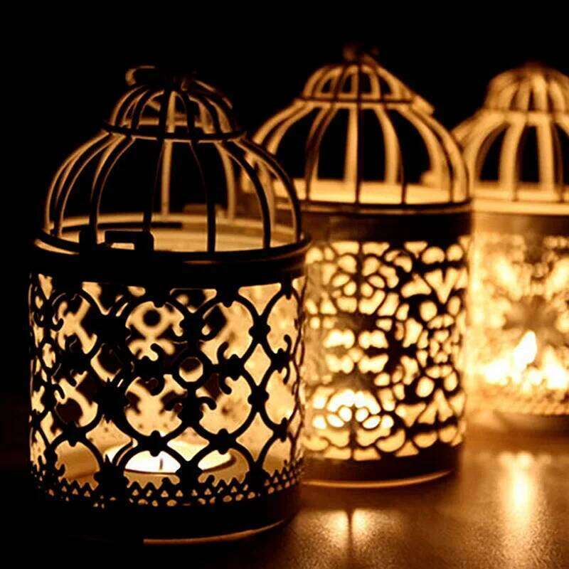 Metal Bird Cage Wedding Candle Holder Golden and Silver Lantern Morocco Vintage Small Lanterns For Candles Decor Y260131