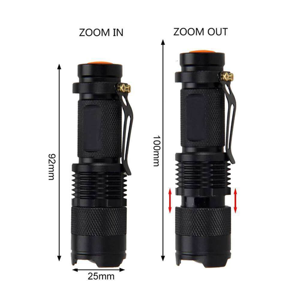 Mini SK68 Zoomable Flashlight Green/Red/365NM XPE LED Waterproof Torch AA/14500 Powered Clip Pen Light Lamp 3 Modes Lantern H260131