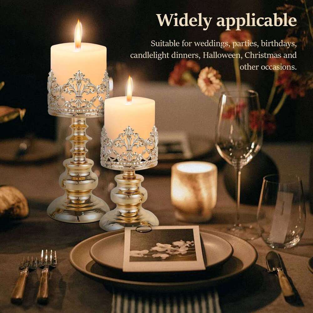 Vintage Elegant Metal Iron Holder Tabletop Candle Holders with Openwork Pattern for Wedding Anniversary Home Decorations Y260131