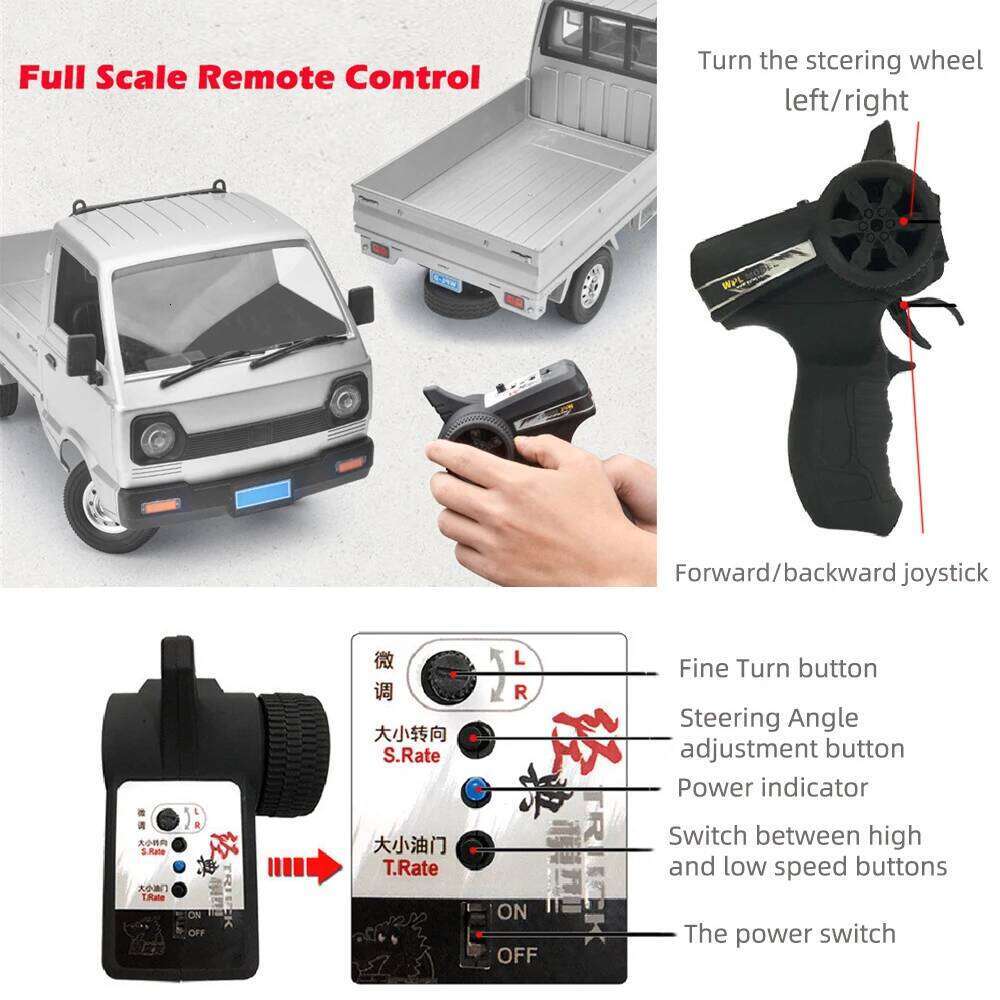 WPL D12 1:10 Car Simulation Drift Climbing Truck LED Light On-road RC Cars Trucks For Kids Gifts Toys Y260131