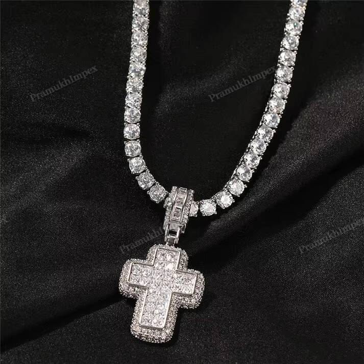 Custom Handmade Moissanite Cross Pendant Iced Out S925 Silver Men Hip Hop Pendant Ascher Cross Design Pendant at Wholesale Price
