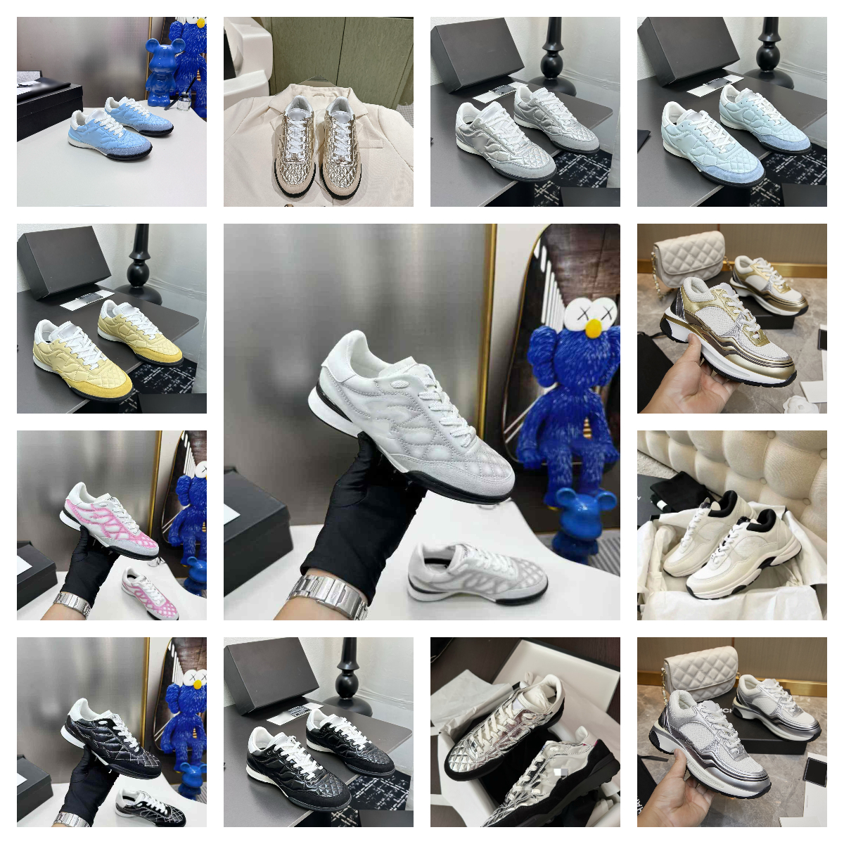 Womens Shoes Designer Sneakers luxury high quality shoes designer shoes famous shoes Trainers Silver Mesh Calfskin Nylon schuhe Famou Runner Shoes with box 35-46