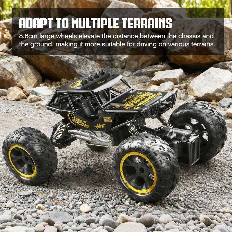 2.4g Remote Control Alloy Off-Road Climbing Car with Lights, Spray, Large Wheels, Rechargeable Children's Toy Car, Cross-Border Gift Y260131