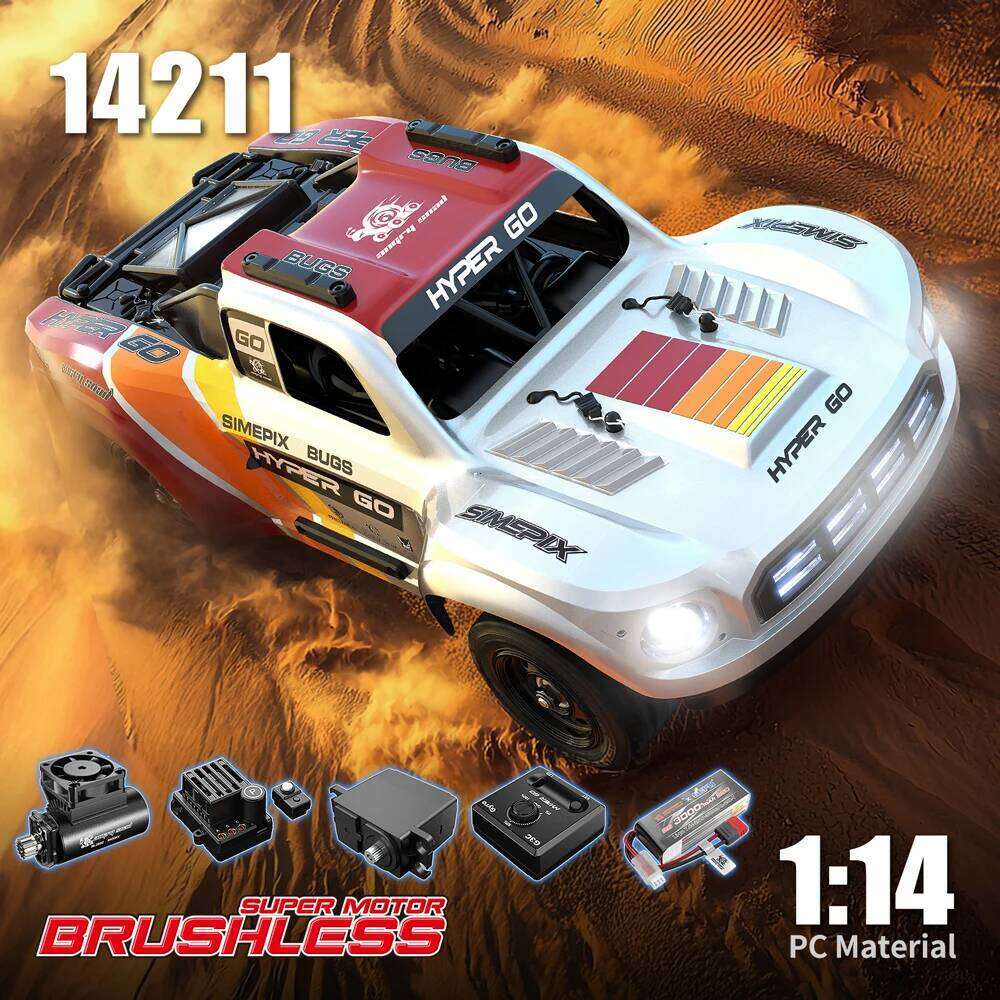 MJX 14211 1/14 Brushless 2S/3S RC Rally Car with Gyro, 4WD Off-Road Remote Control Truck, High Speed Racing Vehicle RTR Y260131