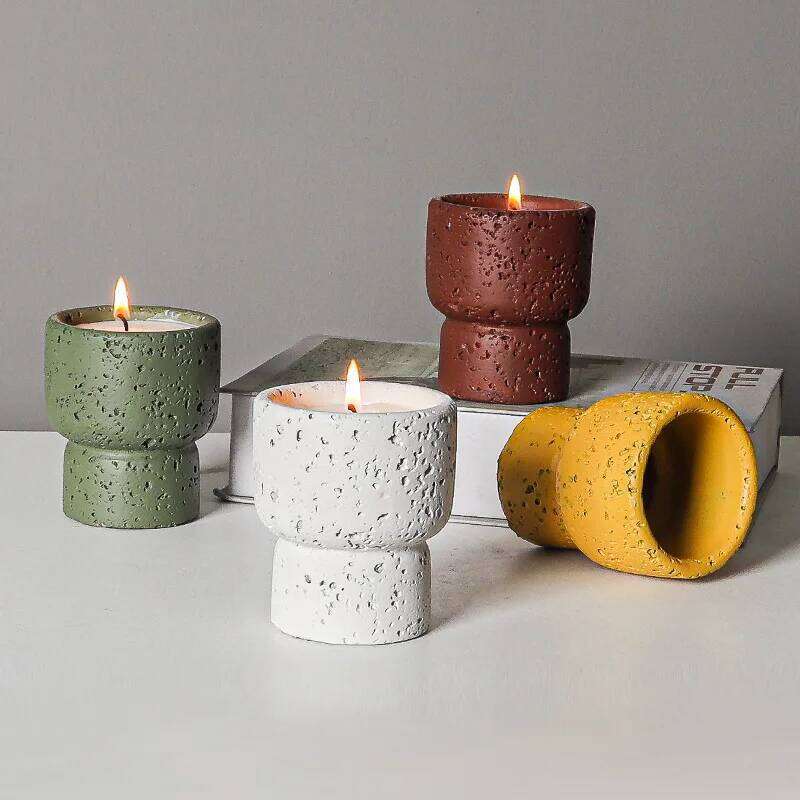 European style simple cement household scented candle empty cup diy high appearance level crafts indoor candlestick decoration Y260131
