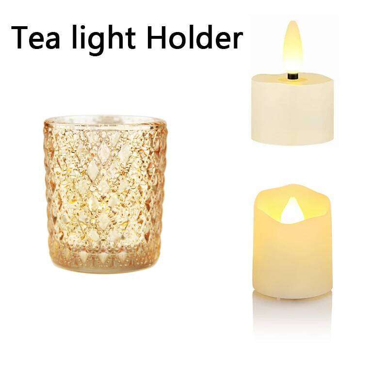 Holder Glass Golden Cup Candlestick Led Tealight Candles For Wedding Table Home Decoration Candle Gift Box Candlesticks Y260131