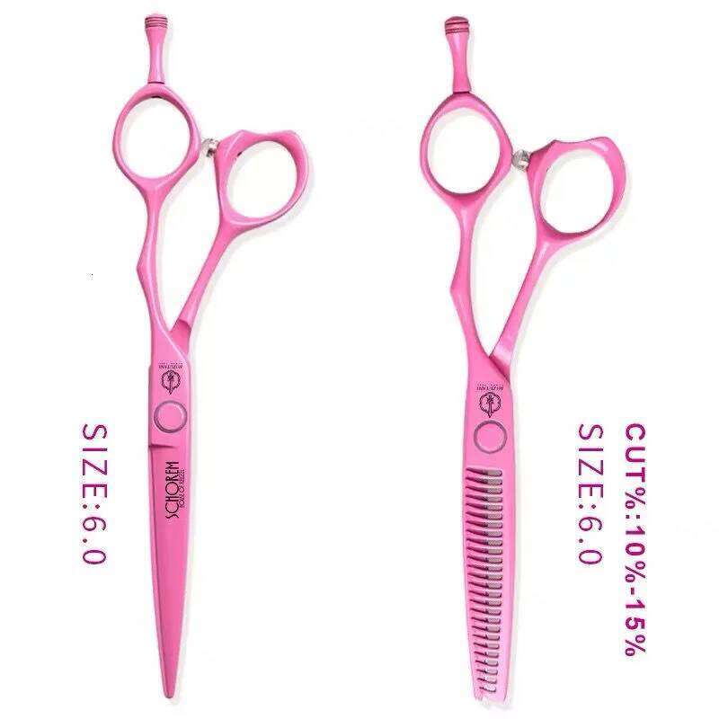 Japanese Professional Barber 6-inch High Quality Pink Flamingo Straight Seamless Scissors Se C260131
