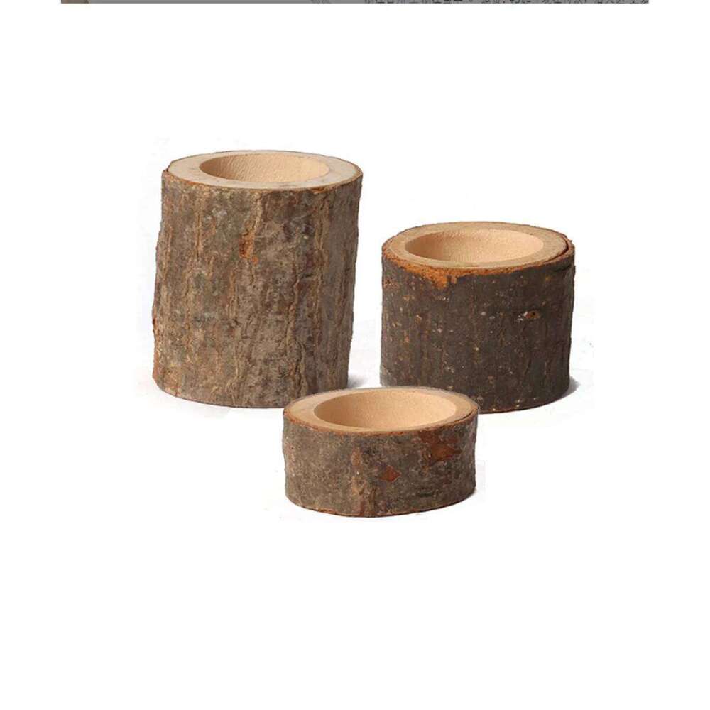 Three wooden tea lamp holders of different sizes, suitable for wedding, birthday, desktop center decoration, home decoration Y260131