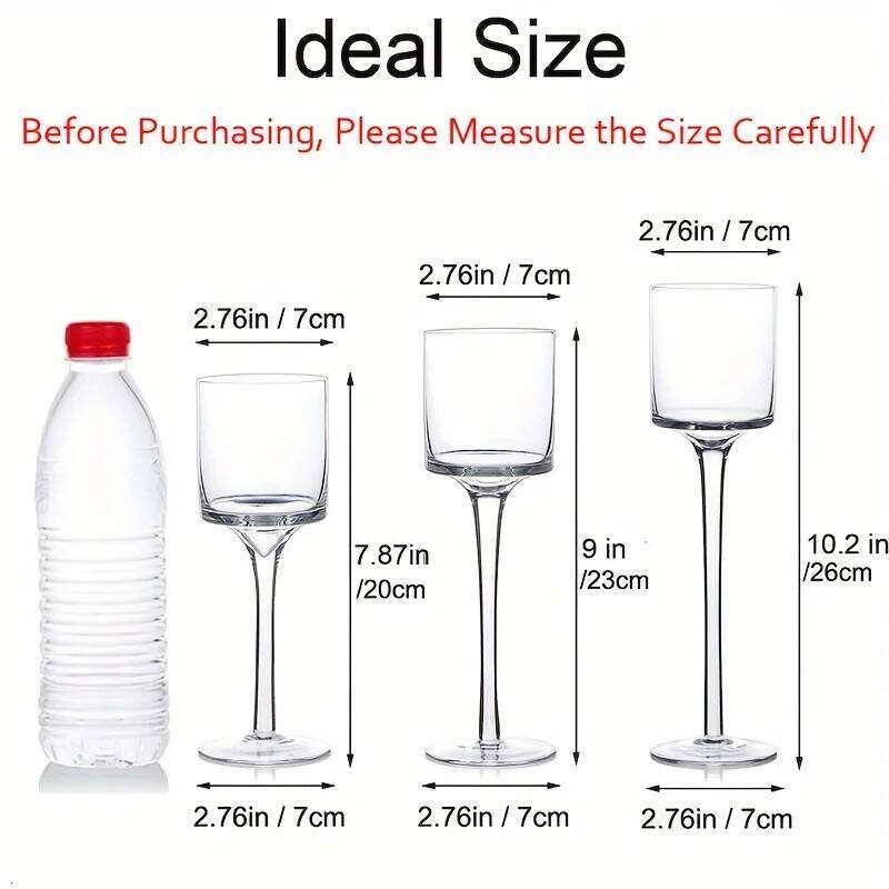 Set of 3 Glass Tall Tea Light Holders, Elegant Clear Long Stem Pillar Candle Holders for Wedding, Party, Home Decor Y260131