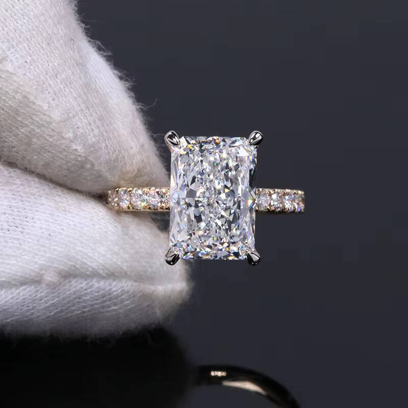 IGI Certified Wedding Engagement Ring 14K Solid Yellow Gold and Platinum D VVS 5 Carats Radiant Cut Lab Grown Diamond Ring