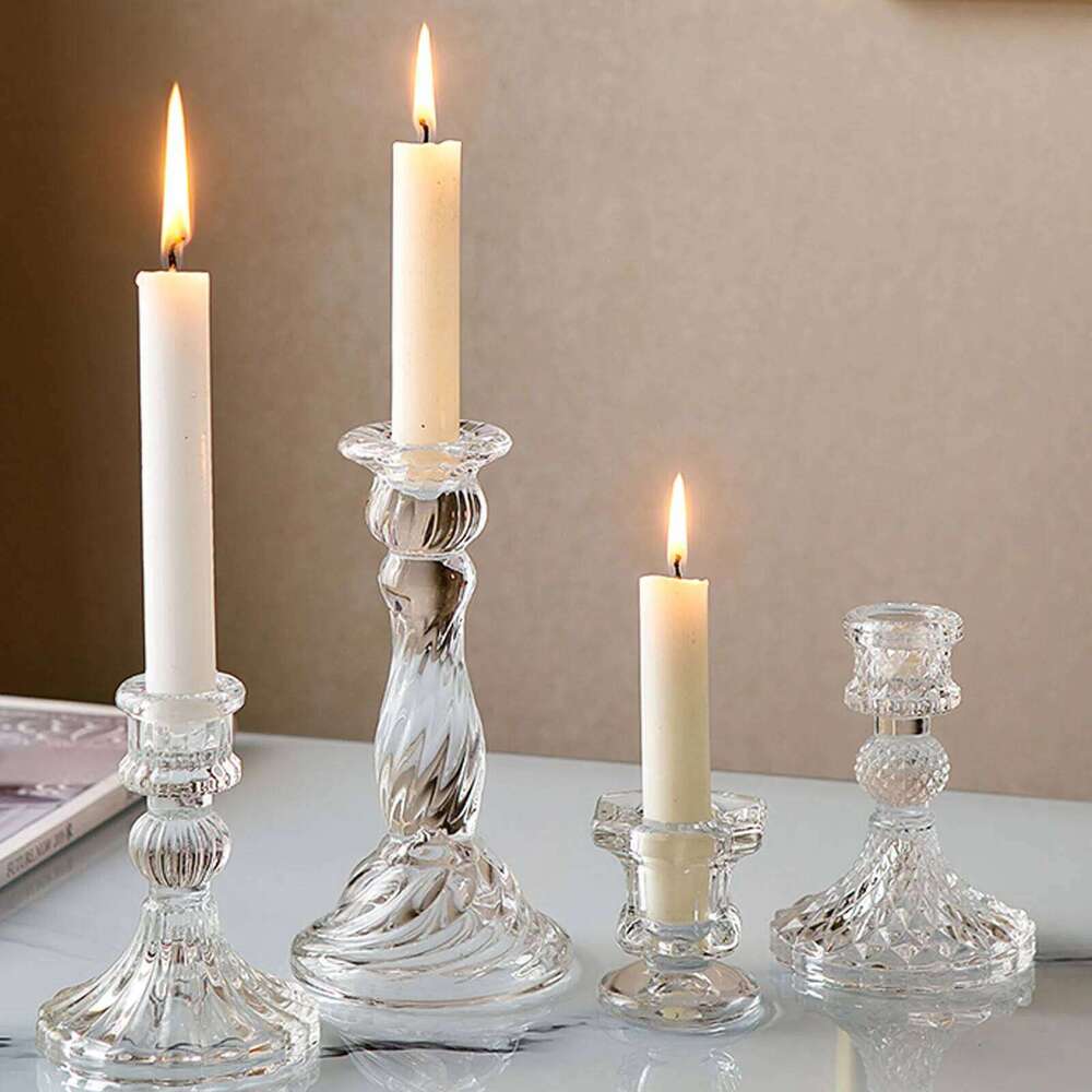 Novelty Glass Holder Nordic Decor Candlestick Romantic Candle Stand Desk Accessories Wedding Centerpieces Ornament Gifts Y260131