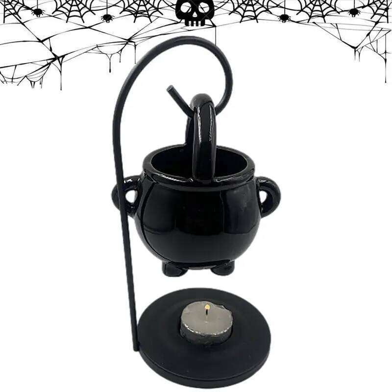 Hanging Wax Halloween Cauldron Pot Candle Holder Black Oil Incense Aroma Diffuser Home Decor Y260131