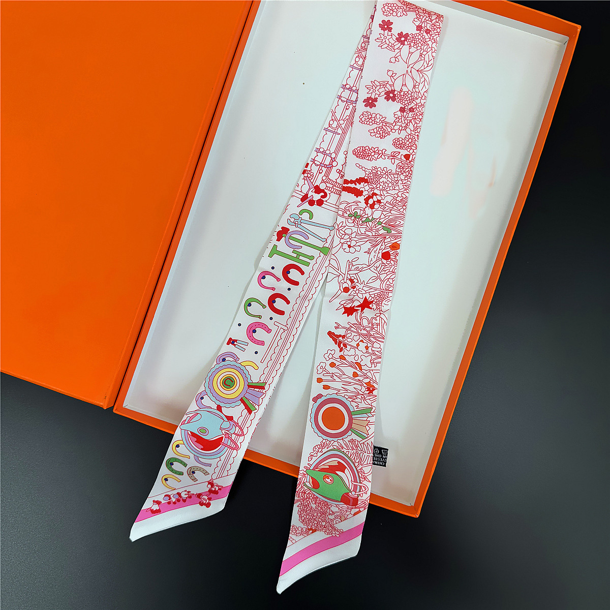40style Classic Design Printing Double-Layered Twill Long And Thin Women Tie Tote Handbag Silk Scarf Hair Tie Multipurpose Ribbon small silk scarf 5x120cm