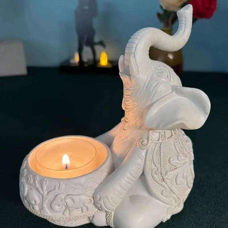 Animal Elephant Trunks Up Sculpture Tealight Holder Decorative Small Candle Stick Holders Good Lucky Gifts Y260131