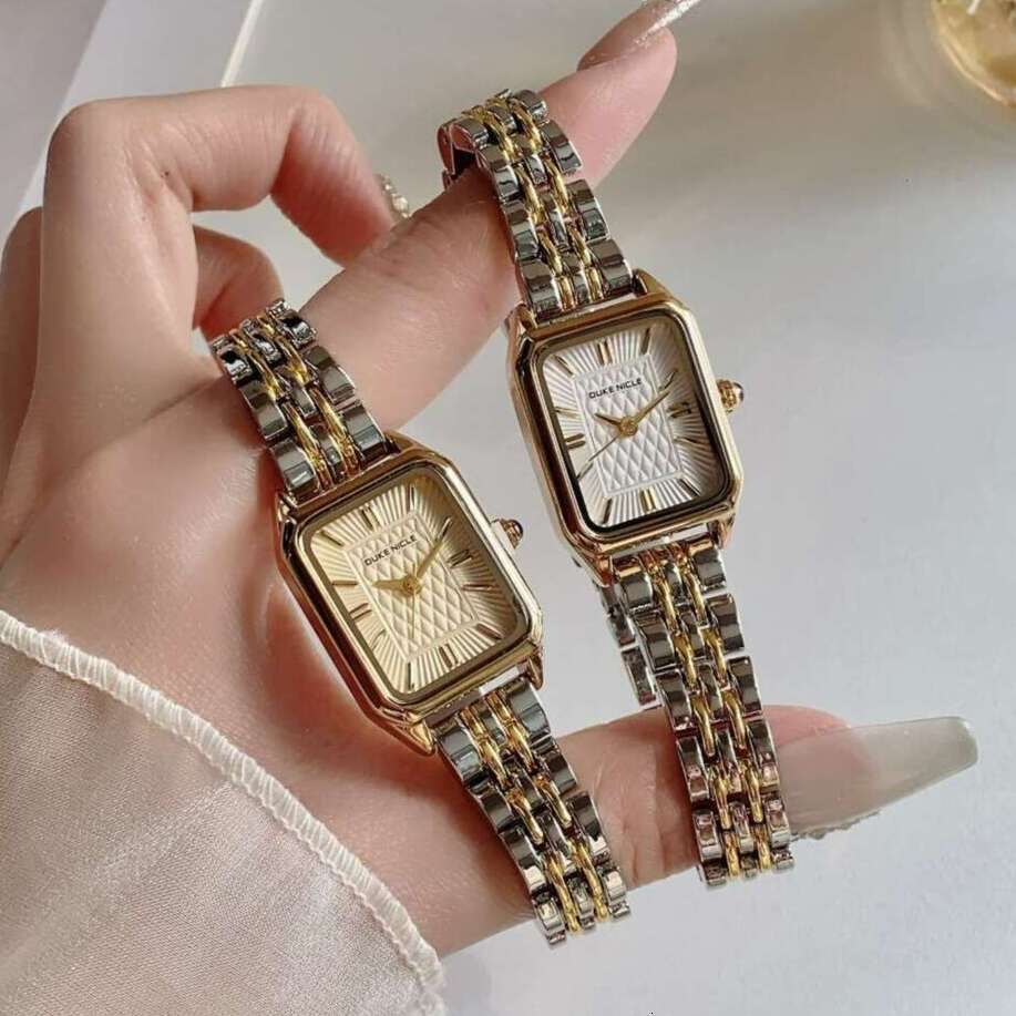 Dainty With Box Square for Women Daily Commute Steel Band Small Gold Watch Quartz Design Wristwatch Vintage Style Free gift