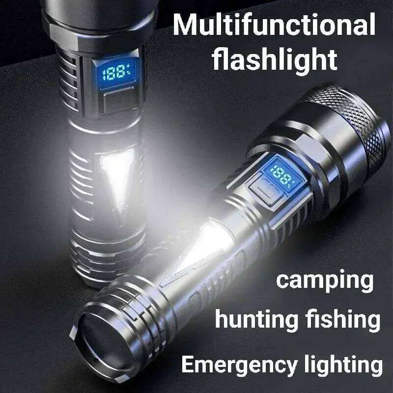 1500W Super Portable Rechargeable Lamp Built-in BatteryWaterproof High Power Led Flashlight White Laser Outdoor Torch Light H260131
