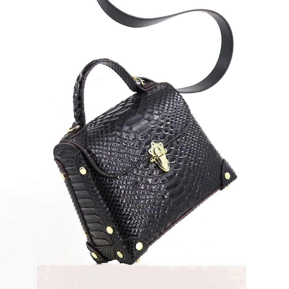Totebag Shoulder ROSE NOIRE Cross-Border Women's European And American Style Single Shoulder Shaped Box Ladies Handbag Crossbody Snake Pattern Ba