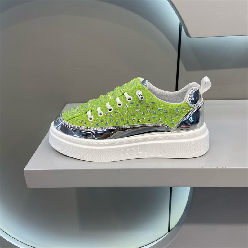 Free Shipping 2026 Men/Women Casual Platform Sneakers Rhinestone & Stud Embellished Chunky Sole Party Shoes
