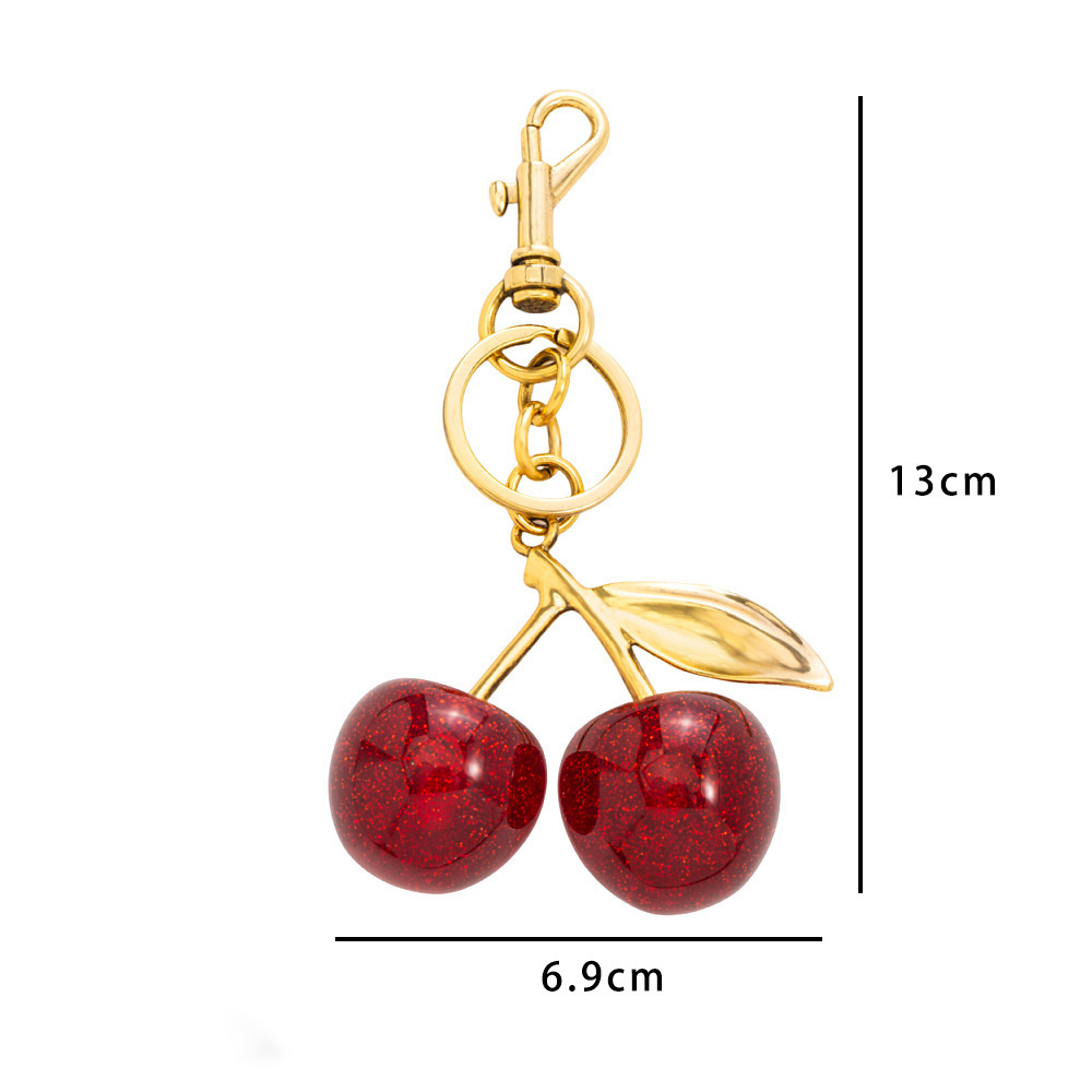 Free shipping Hot selling fashion trend cherry key chain Retro Glittery multi-color cherry bag charm