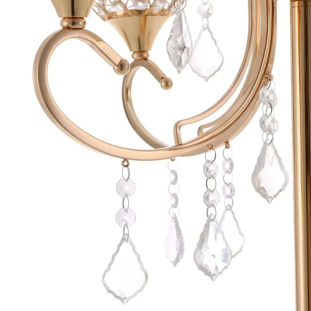 2PCS 5 Arms Crystal Candelabra Candle Holder Golden Table Centerpieces Wedding Decoration Y260131