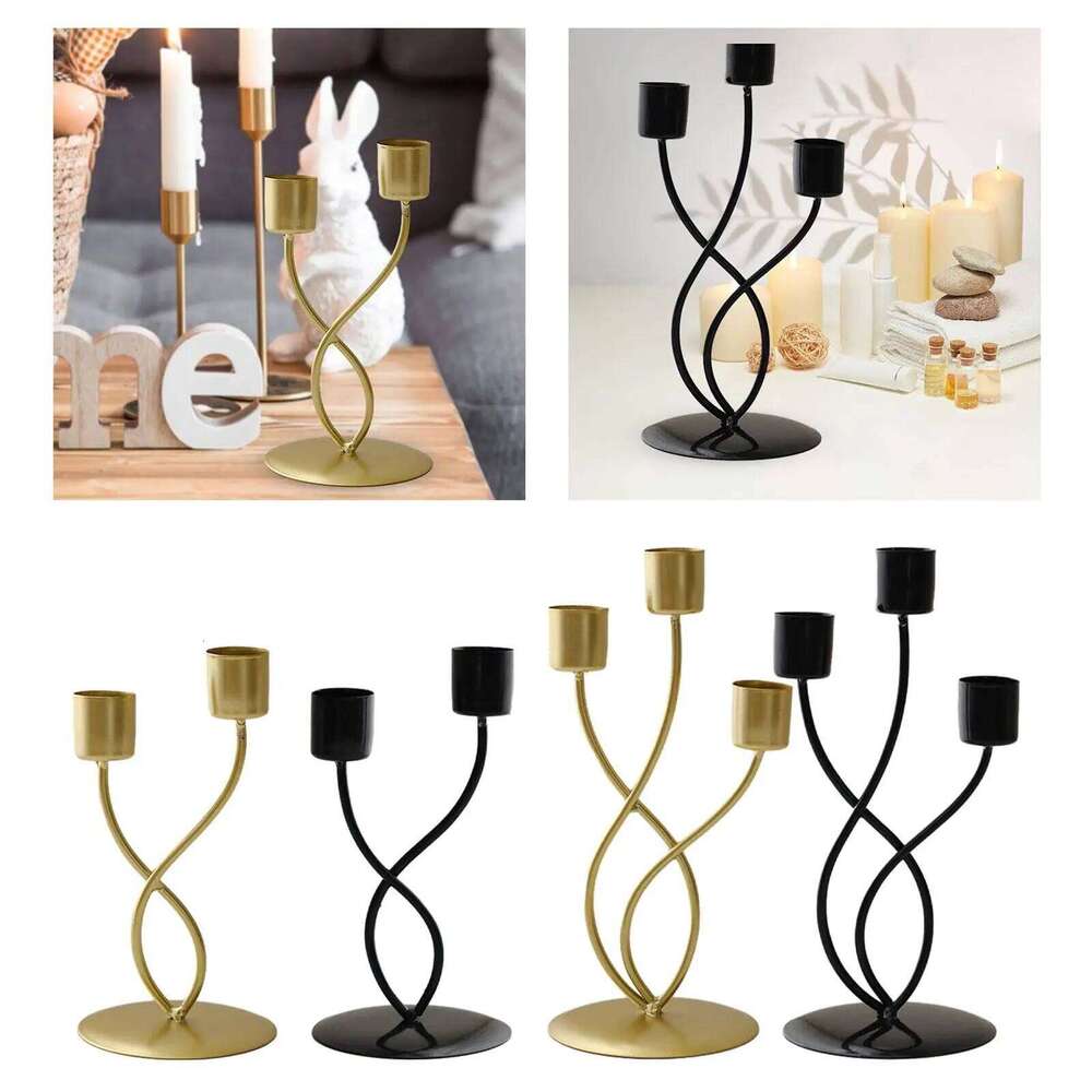 Metal Candle Elegant Vintage Candlestick Holder Table Centerpiece for Mantel Living Room Anniversary Festival Banquet Y260131