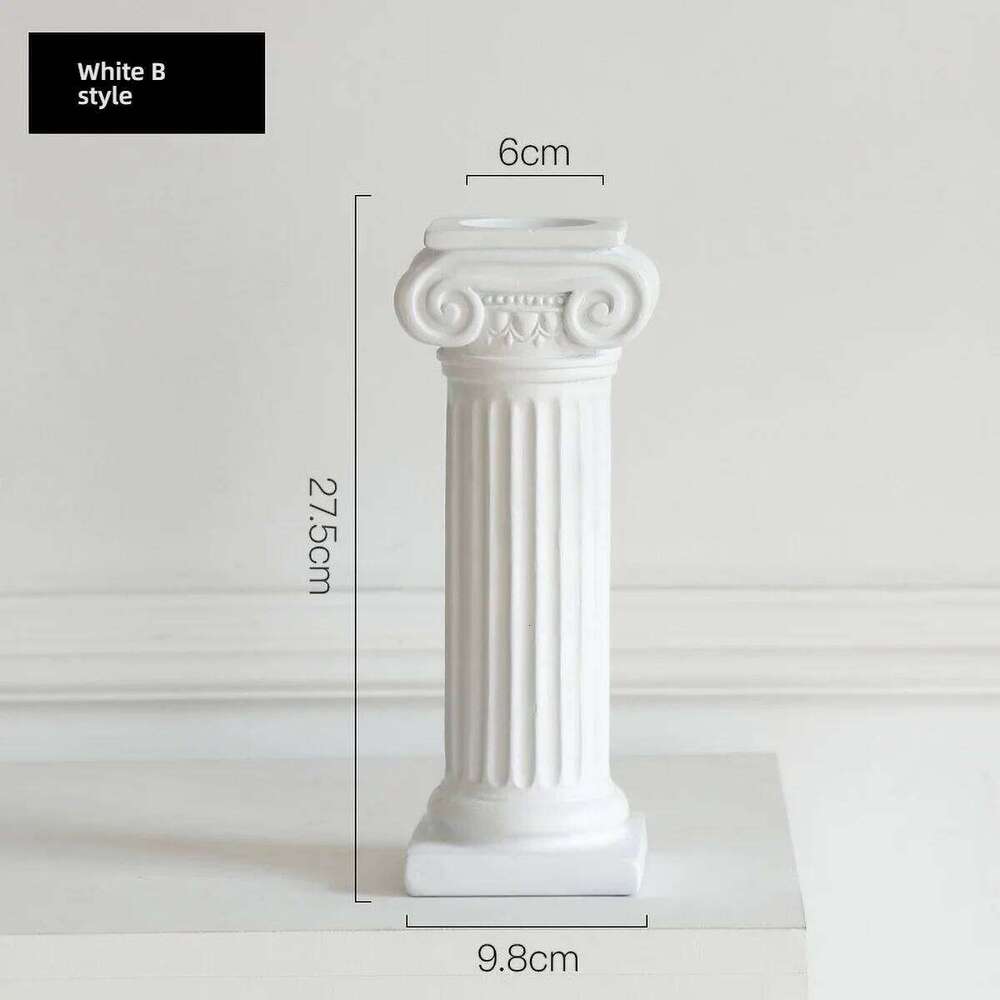 Pillar Candle Holder Black Resin for Candles Table Design Candlesticks, Decorative Tabletop Home Dining Centerpiece Y260131
