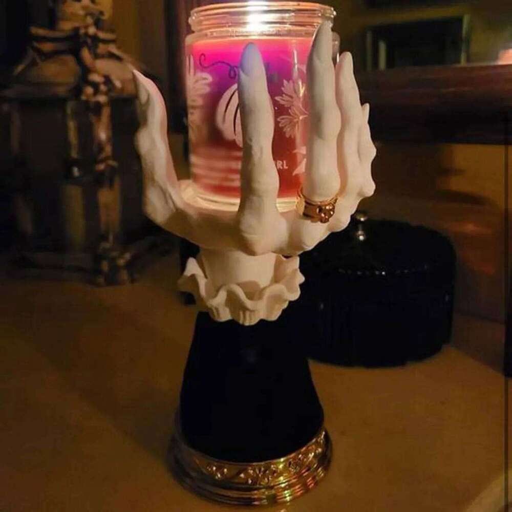 Witch Hand Candlestick Palm Candle Holder Gothic Decor Snack Bowl Stand Resin Ornament Halloween Decorations For Home Y260131