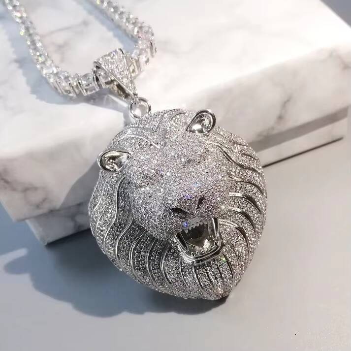 Lion Hip Hop Pendant for Necklace Made With Round Brilliant Cut Lab Grown Diamonds Studded in 10kt Solid Gold