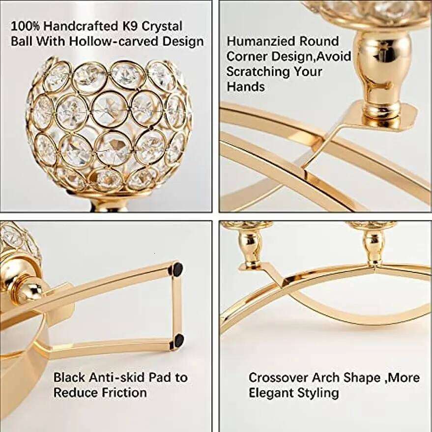 Gold Candle Holders Table Centerpieces,Tealight Candlestick, Candelabra Stand, 3 Arms for Living Room, Wedding Decor Y260131