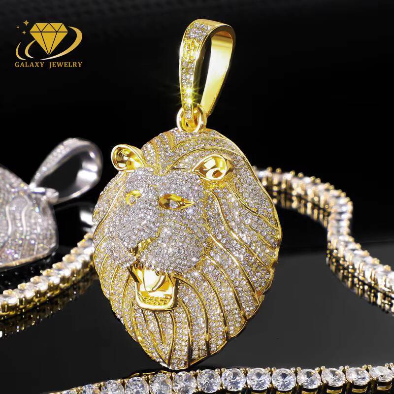 New 3D Animal Pendant Pass Diamond Tester 925 Sterling Silver Iced Out GRA Vvs Moissanite Classic Roaring Lion Pendant
