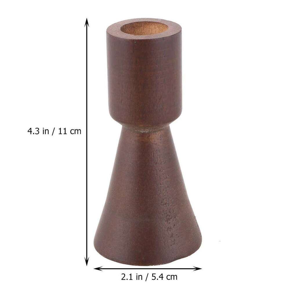 Solid Wooden Holder Brown Imitation Copper Candlestick Desktop Decor Church Wedding Lantern Home Romantic Y260131
