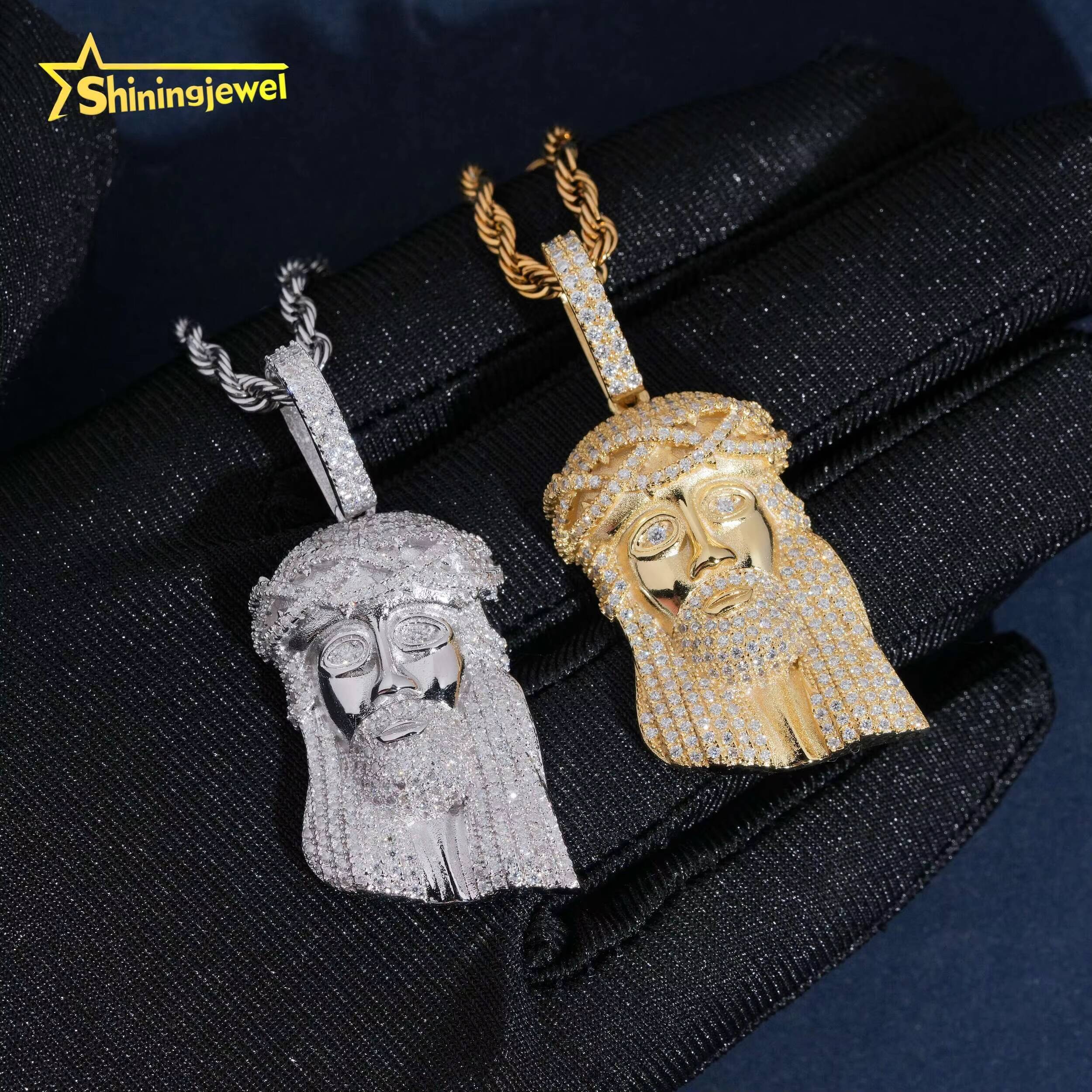Classic Design 925 Sterling Silver Pendant Fully Iced Out Religious Jesus Pendant Custom Made Moissanite Hip Hop Jesus Pendant