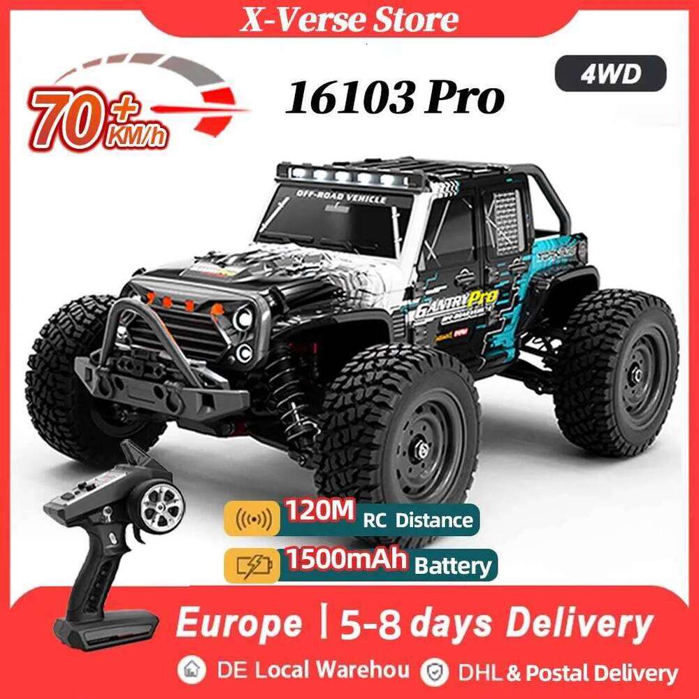 16103 PRO Offroad 4x4 70KM/H High-Speed RC Car 2.4GHz Brushless Motor, 1:16 4WD Off-road Climbing Vehicle Wtith LED Light Y260131