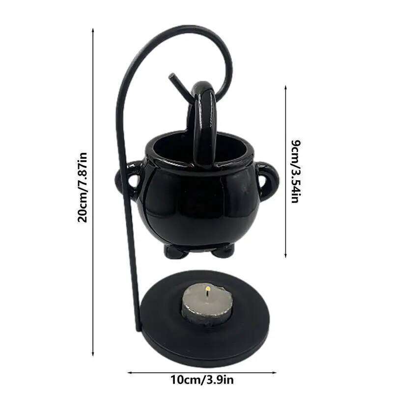 Hanging Wax Halloween Cauldron Pot Candle Holder Black Oil Incense Aroma Diffuser Home Decor Y260131