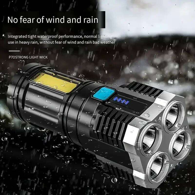 Hand Lantern Lighting Mode Portable High Power Rechargeable Durable LED Flashlights Camping Torch With 4 Lamp Beads Side Light H260131