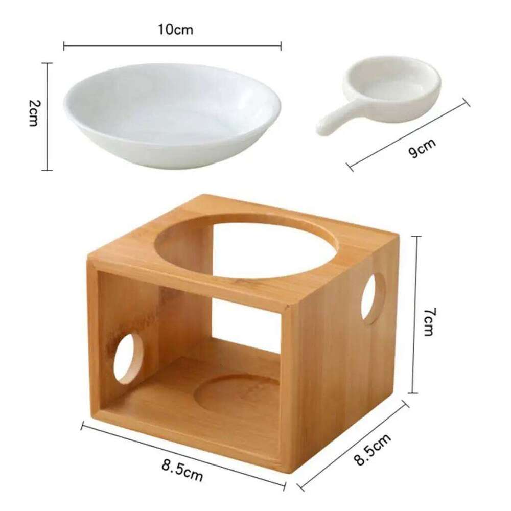 Ceramic Candle Holder Essential Oil Burner Diffuser Wood Base Aromatherapy Incense Lamps Porcelain Home Living Room Decors Y260131