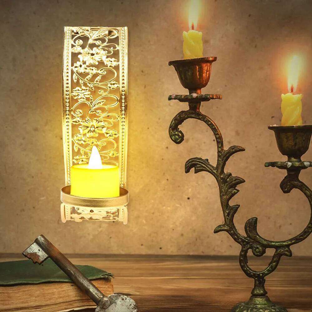 2Pcs Hollow Wall Metal Home Decoration Living Room Party Use Holders Candle Stand Candlestick Holder Y260131