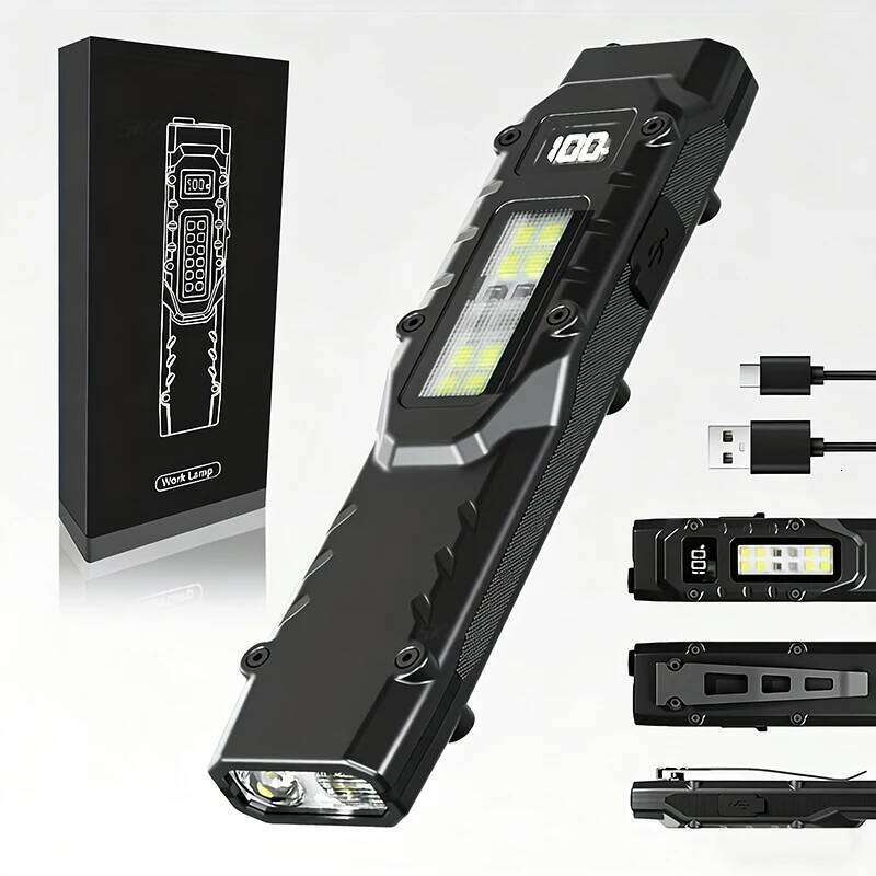 Rechargeable 1500 Lumen Flat Flashlights EDC Tactical Flashlight,Dual-Switches LED Small Flashlight with Digital Display,Stainle H260131