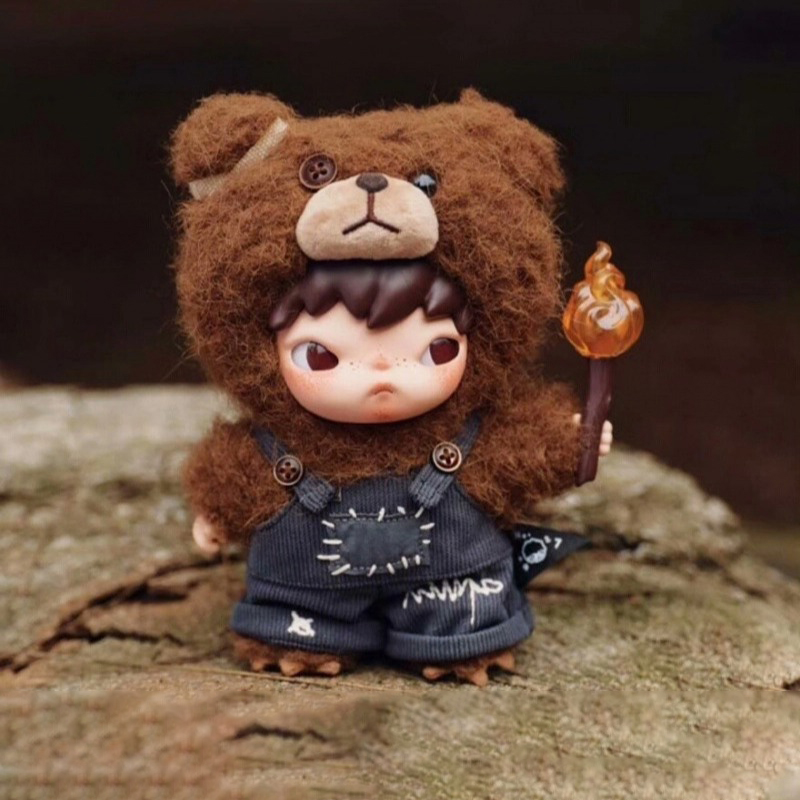 Free shipping Retro Style Plush Bear Hooded Doll Handheld Lollipop Decorative Figure for Bag Charm