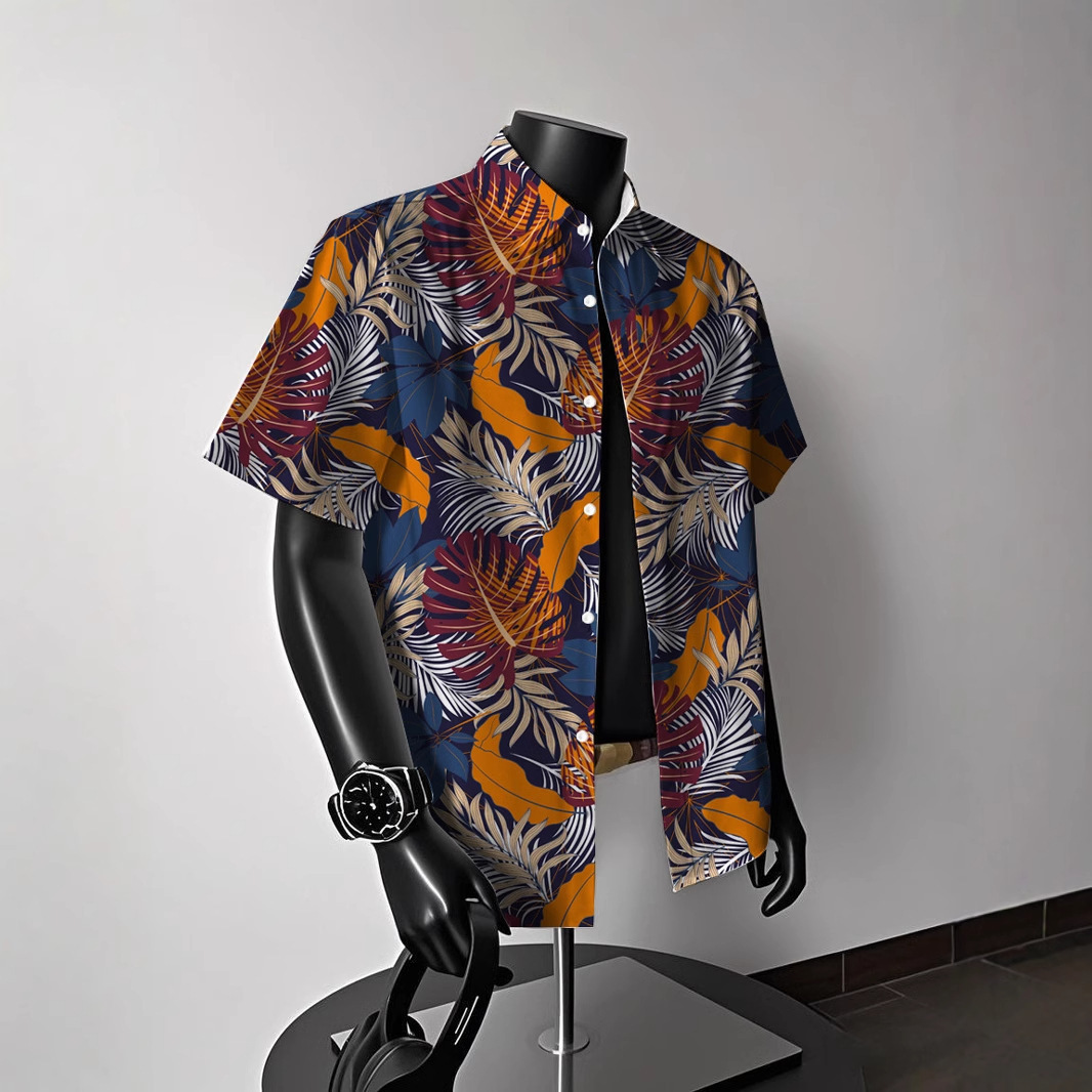 Hawaiian American Short Sleeve Floral Shirt Men's Summer Casual Beach Men's Shirt