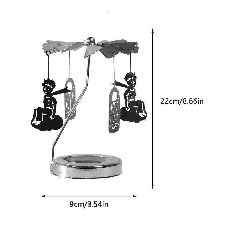 Rotating Thermal Spinning Candlestick Round Revolving Lantern Dream Decoration Candle Tea Light Holder Y260131