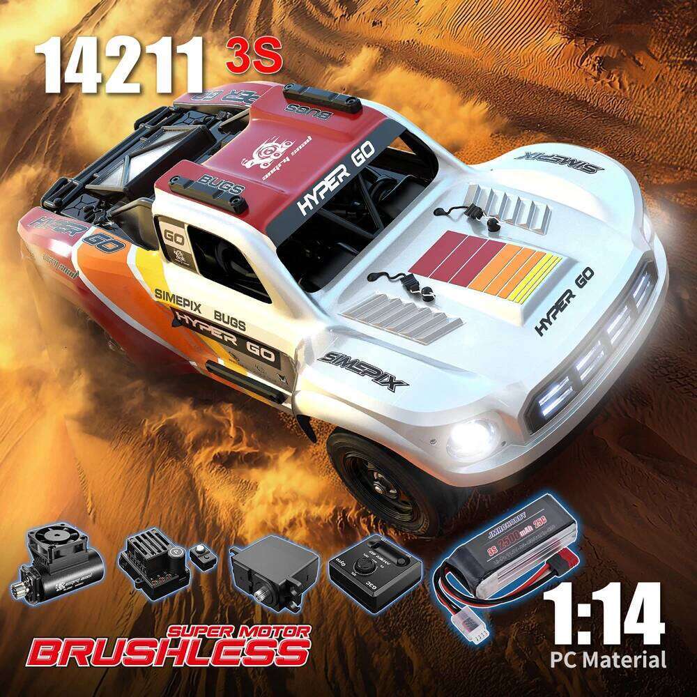MJX 14211 1/14 Brushless 2S/3S RC Rally Car with Gyro, 4WD Off-Road Remote Control Truck, High Speed Racing Vehicle RTR Y260131