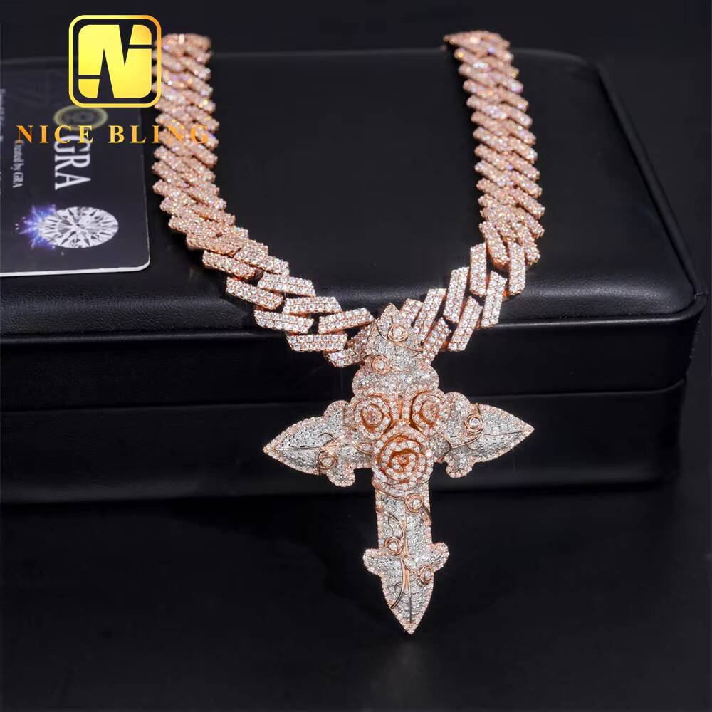 Beautiful Hip Hop Pendant Women Fine Jewelry 925 Sterling Silver VVS Moissanite Diamond Pendent