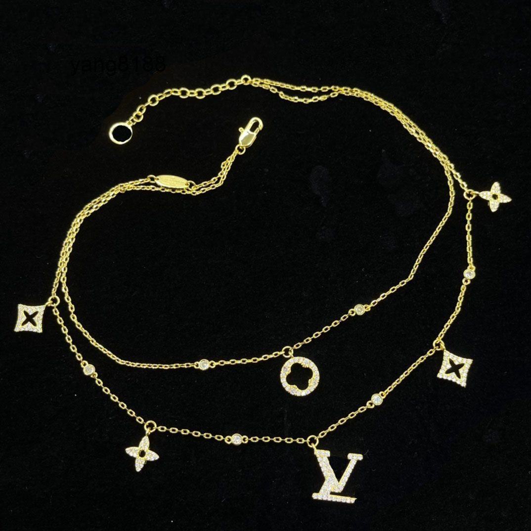 Lvs Louise Lousi lvness double-layer pendant layered necklace for womens jewelry designer necklace high-quality electroplated 18k louisities vittonn Lvtity gifts