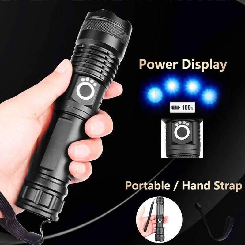 T20 Powerful High Lumens 18650 USB Rechargeable LED Torch Zoomable Light XHP50 Flashlight for Outdoor H260131