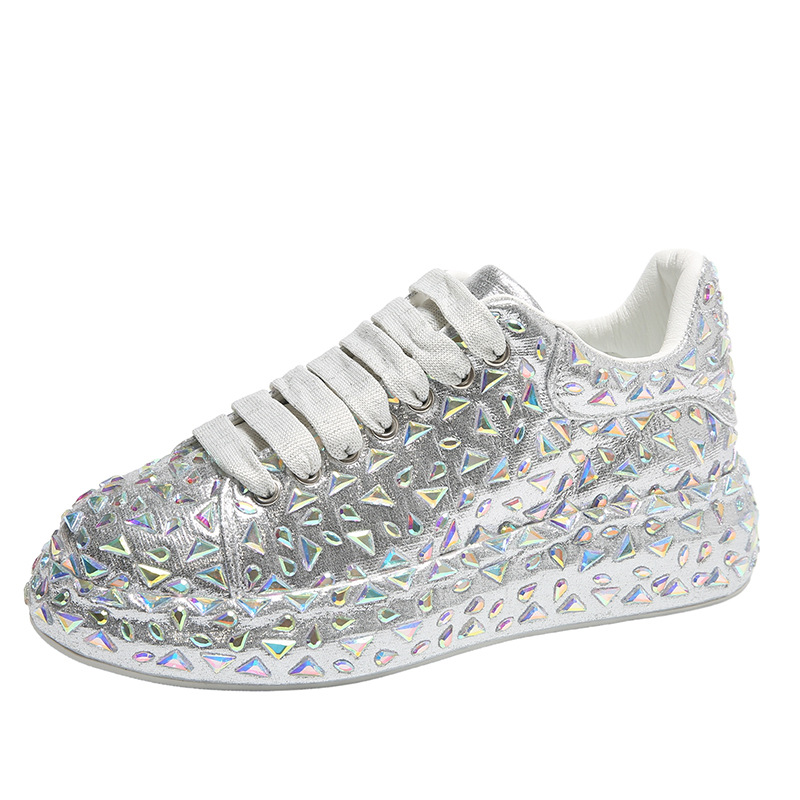 Free Shipping 2026 Women's Full Rhinestone Platform Sneakers Sparkly Crystal Embellished Chunky Sole Party Casual Shoes - view 6