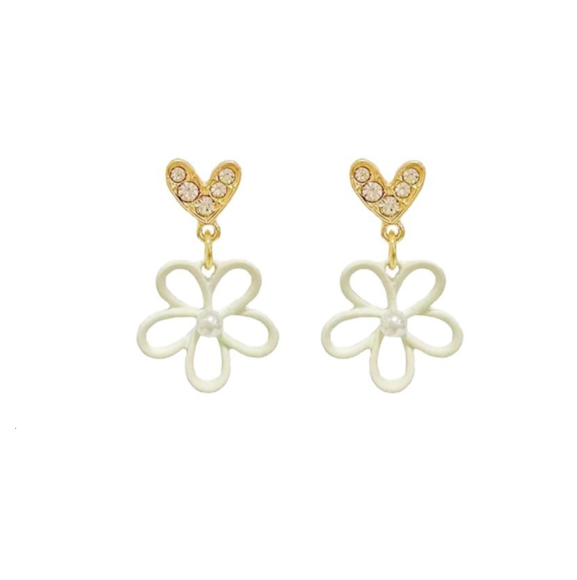 S925 Silver Needle Simple Heart Pearl Flower 2022 New Trendy Stud Earrings Elegant High-end Women's Ear Jewelry