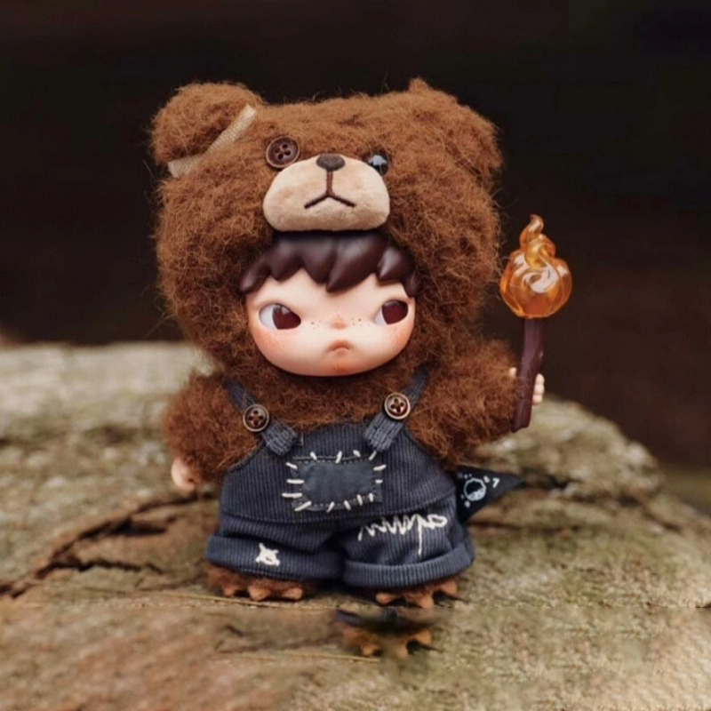 Free shipping Retro Style Plush Bear Hooded Doll Handheld Lollipop Decorative Figure for Bag Charm