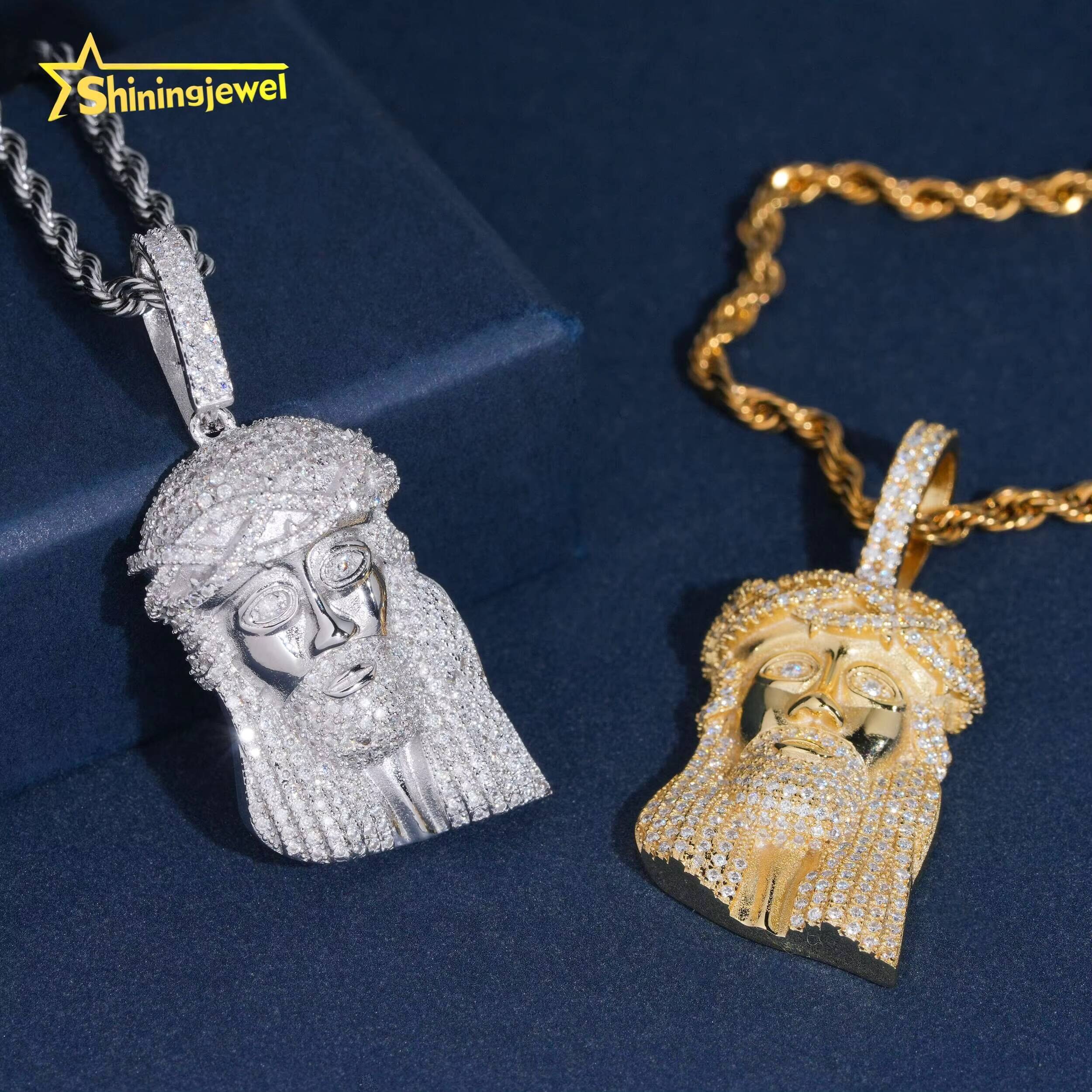Classic Design 925 Sterling Silver Pendant Fully Iced Out Religious Jesus Pendant Custom Made Moissanite Hip Hop Jesus Pendant