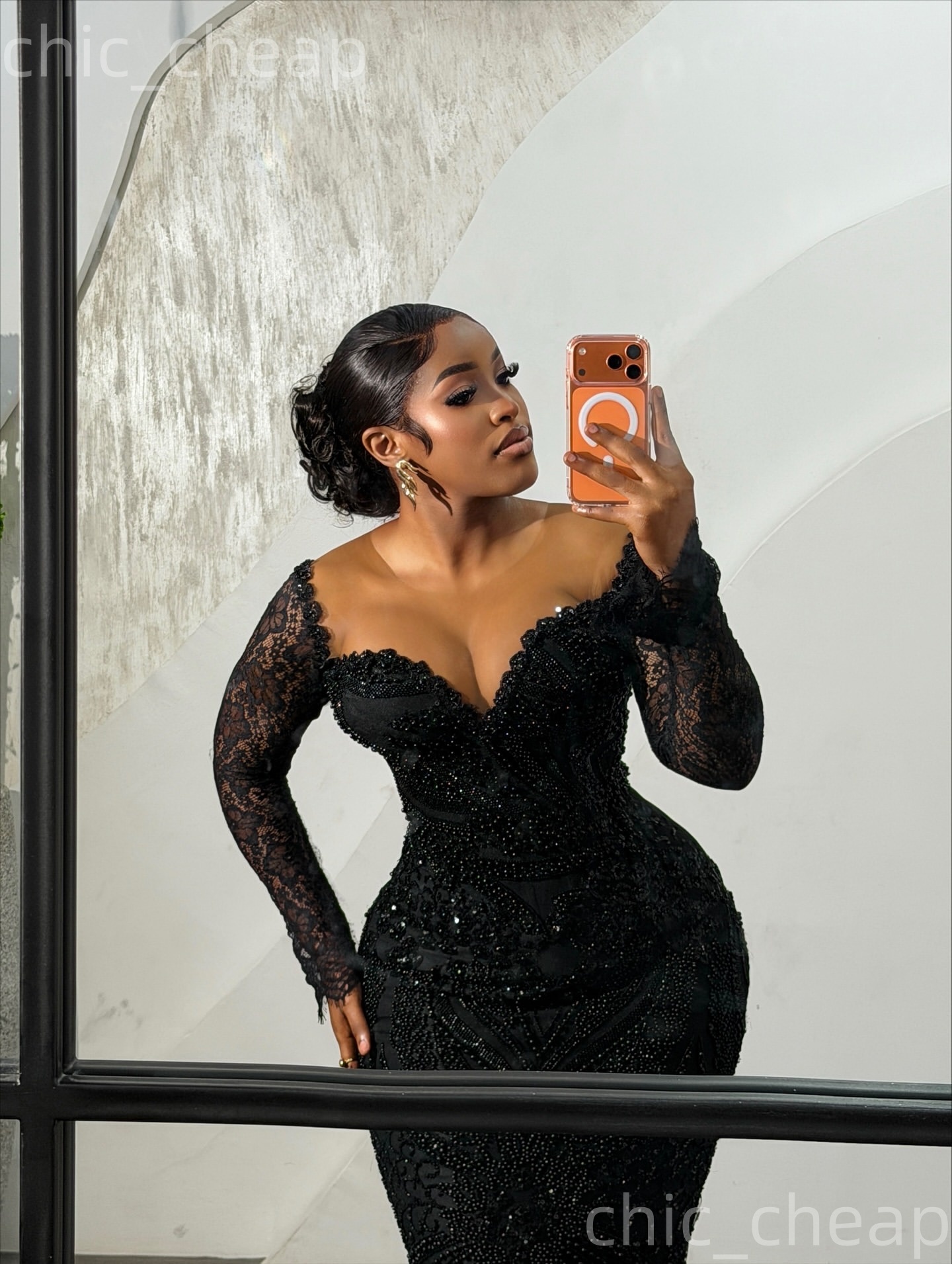 Aso Ebi Black Mermaid Prom Dresses 2026 Sheer Neck Lace Full Sleeves Sequined Evening Formal Party Second Birthday Engagement Gowns Dress For Special 